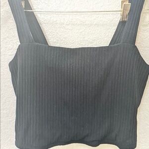 American Apparel Black Ribbed Square-Neck Tank